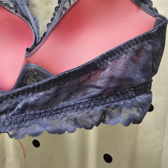 Victoria's Secret PINK padded halter bra gray lace XL hook & eye - Picture 8 of 11
